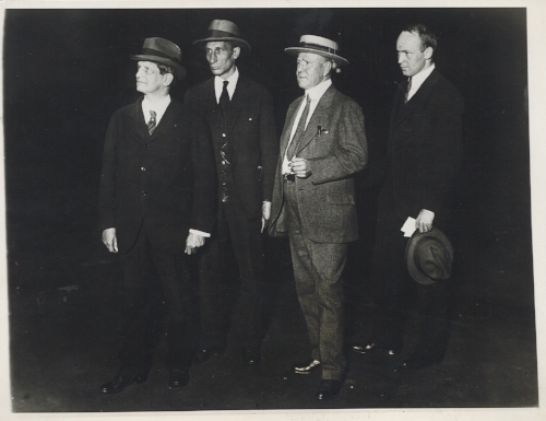 Rossby's meteorology was often intertwined with aviation.&nbsp;Rossby (right) was among the Weather Bureau meteorologists who assisted Navy flyer Richard Byrd prepare for a transatlantic flight in June, 1927. Photograph taken by Fotograms news service;&nbsp;scanned from a print in Roger Turner's personal collection.