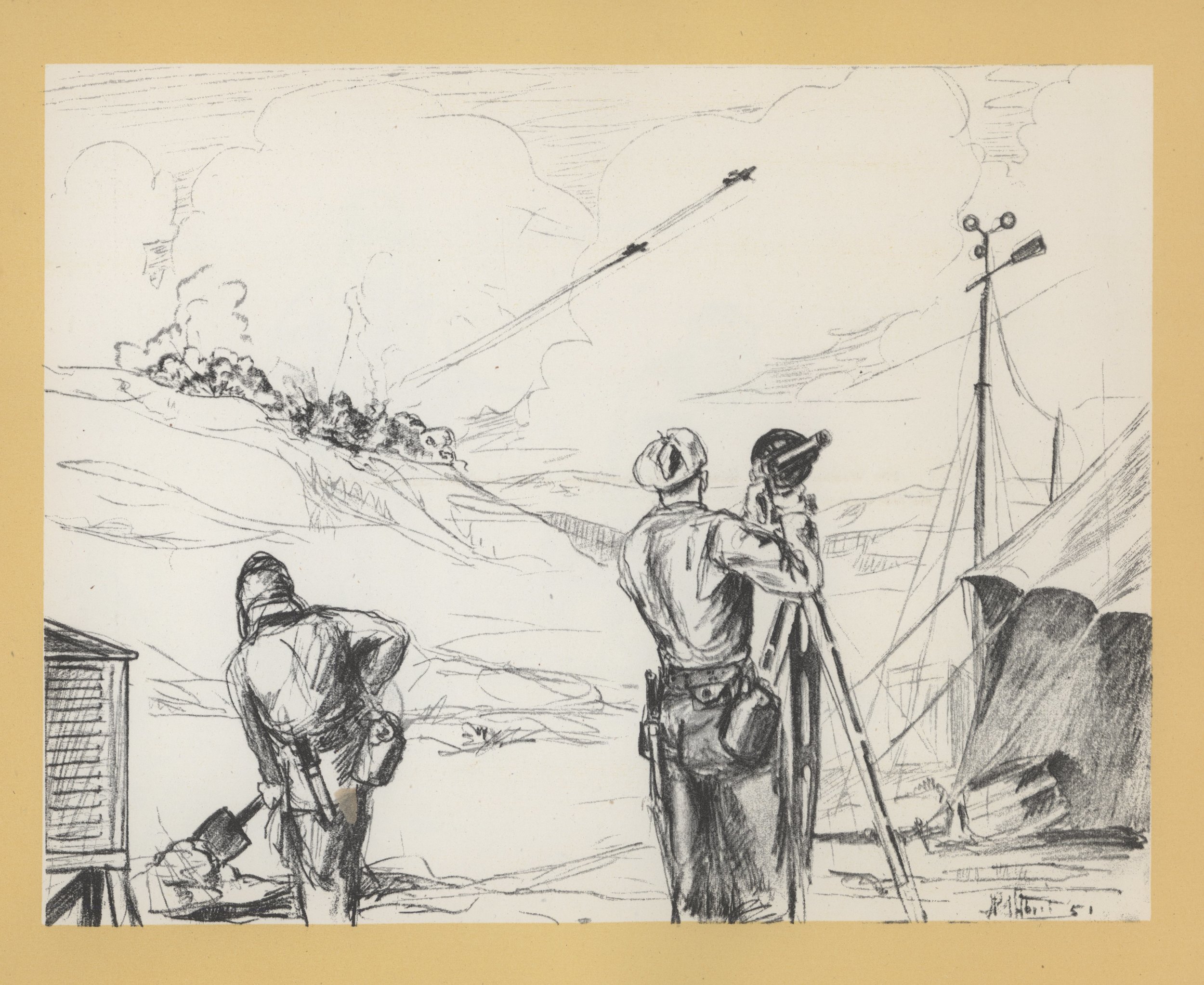 Original Caption:&nbsp;"20th Weather Squadron observers take observations at the front and radio the information to the rear areas."